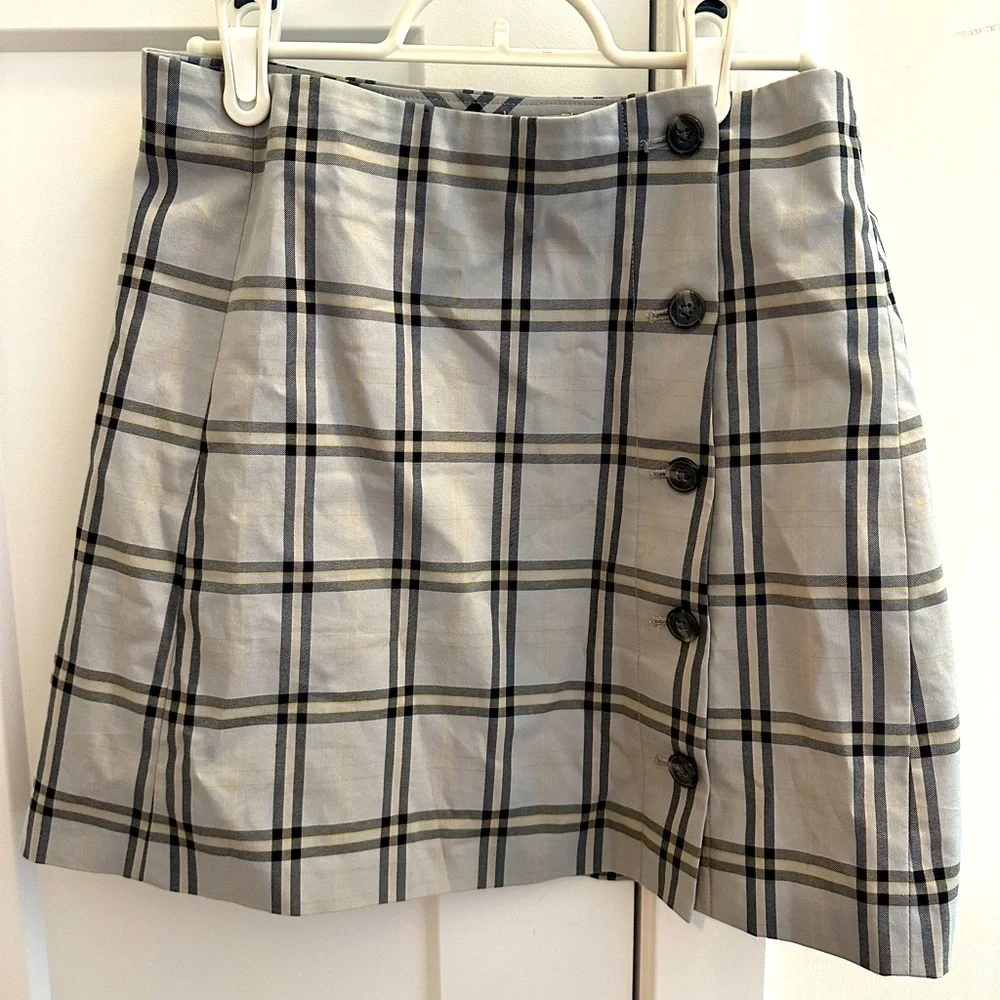 Aritzia Sunday Best Grey Plaid Mini Skirt Size 4 Women’s Yuri Skirt - Picture 3 of 10